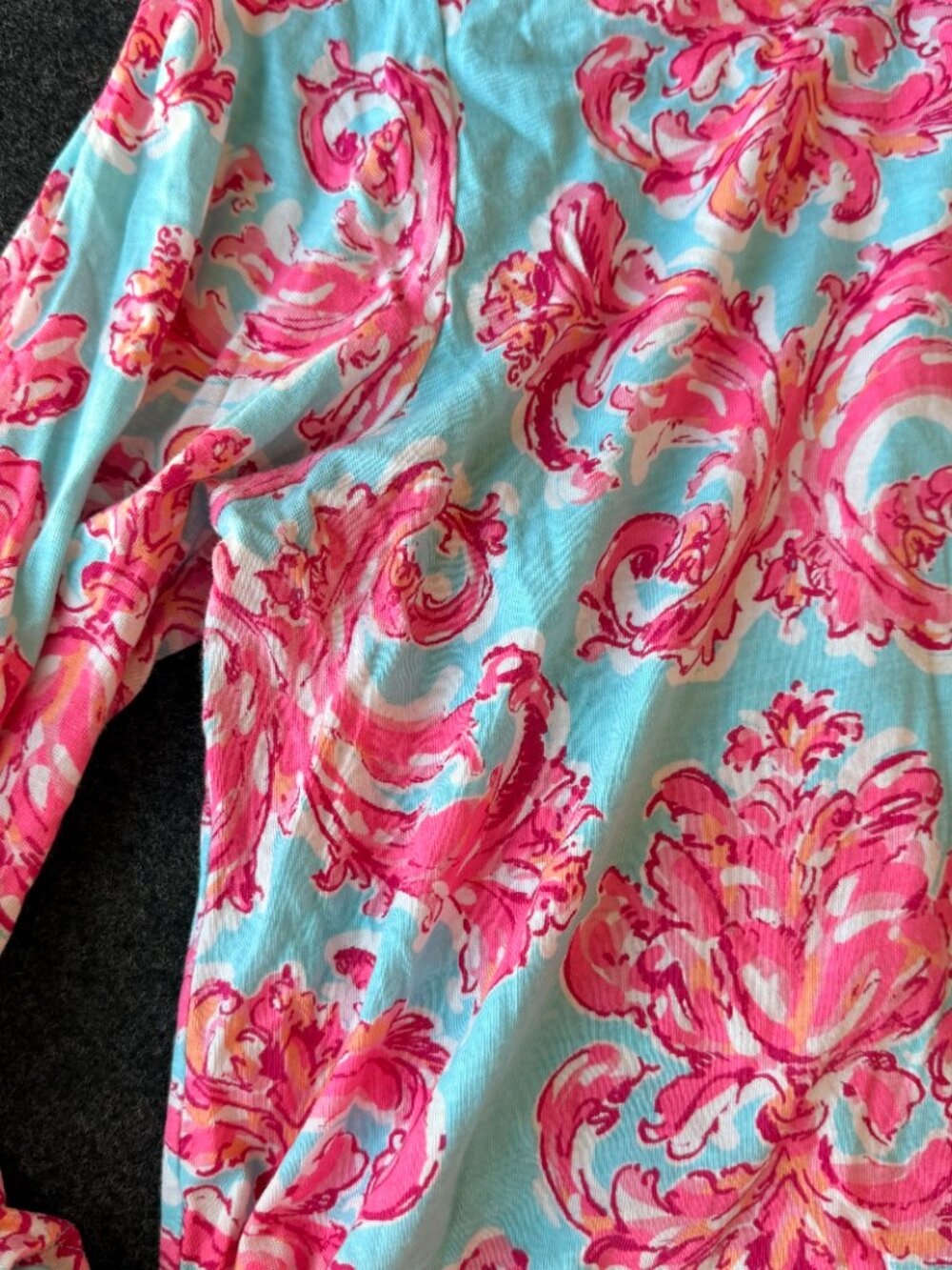 Caribbean Joe Swim Cover Up Dress XXL Tropical 3/4 Sleeve Pink Blue - Picture 3 of 6